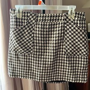 Brown and Cream Houndstooth Micro Mini Skirt